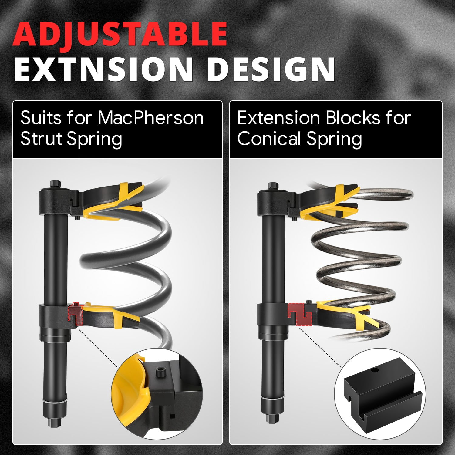 DNA Motoring Interchangeable Macpherson Fork Strut Coil Spring Compressor Extractor Tool Set