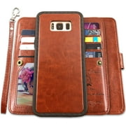 Galaxy S8 Plus Cases,Magnetic Detachable Lanyard Wallet Case with [8 Card Slots+1 Photo Window][Kickstand] for Galaxy