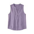 thumbnail image 4 of NinXxx Women's Casual Collarless Sleeveless Shirt Loose Fit Blouse Summer Purple M, 4 of 4