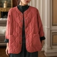 thumbnail image 2 of Women's Solid Color Round Neck Metal Button Plus Size Lightweight Coat Jacket Outerwear For Cold Weather, 2 of 4