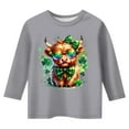 thumbnail image 4 of LUOGENLI T-Shirt pour Filles T-Shirt Graphique pour Filles Fête de la Saint-Patrick à la Mode Polyvalent Col Rond Manches 3/4 T-Shirt Décontracté Haut Maxi Hauts Ensembles Filles Tenue 2 Pcs Manches Longues Gris 3-4 Ans, 4 of 4