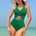 thumbnail image 4 of KIHOUT One Piece Swimsuit for Women Ladies Spring Fashion Solid Color Mesh Bikini Swimsuit, 4 of 5