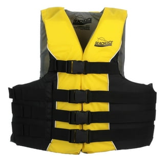 Seachoice Level 70 Life Jacket, Adjustable Boat Vest, Blue/Yellow