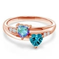thumbnail image 2 of Gem Stone King 1.19 Ct Mercury Mist Mystic Topaz London Blue Topaz 18K Rose Gold Plated Silver Lab Grown Diamond Ring (Size 8), 2 of 5