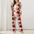 thumbnail image 2 of Lsque Lilies Flowers Pattern Long Sleeve Pajama Set for Women - Soft 2-Piece Sleepwear and Loungewear Set with Pockets, Comfy Nightwear-Small, 2 of 7