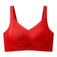 thumbnail image 2 of UPPADA Wireless Front Button Bras for Women Full Coverage Bras Plus Size Option Bras Back Support Bras Soft Cup Bras No Underwire Bras Daily Use Bras,Red,42, 2 of 5