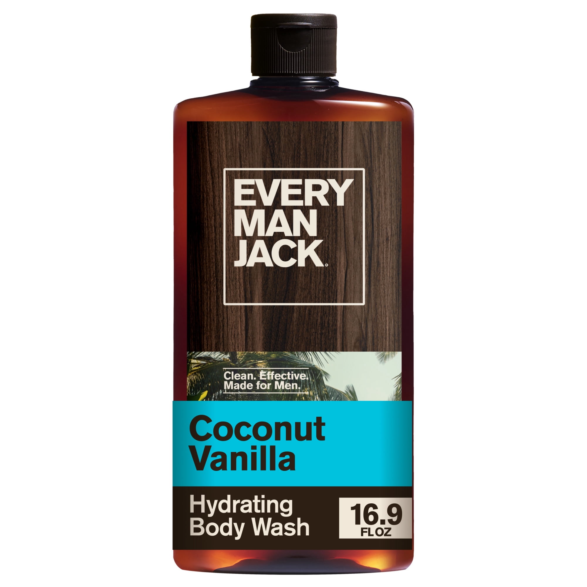 (3 pack) Every Man Jack Coconut + Vanilla Hydrating Body Wash for Men, Naturally Derived, 16.9 fl. oz