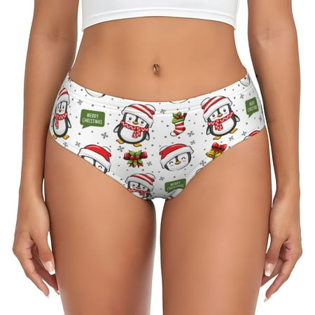 Sikiie Cute Christmas Hat Penguin A Women s High Waisted Cotton Underwear Soft Breathable Panties Stretch Briefs Seamless Ladies Panties-X-Small