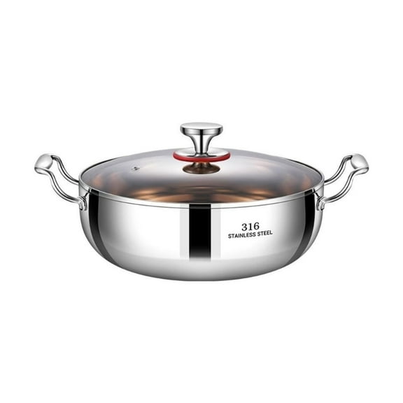 Stainless Steel 316 Soup Pot with Lid - Thickened Dual Handle Hot Pot for Induction Cooker, Gas & Electric Stove, Home Kitchen Cooking Pot for Stewing, Boiling & Serving