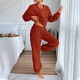 thumbnail image 2 of UAMVSH Womens Fleece Sets Warm Winter Long Sleeve Crew Neck Tops and Elastic Waist Cinch Bottom Pants Fuzzy Fluffy 2 Piece Outfits(X-Large,Red), 2 of 7