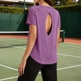 thumbnail image 6 of fatyb Workout Tops for Women Open Back Athletic T Shirts Short Sleeve Womens Running Tees Activewear, 6 of 7