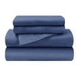 thumbnail image 2 of BNM Solid Flannel Cotton Sheet Set, California King, Navy Blue, 2 of 8