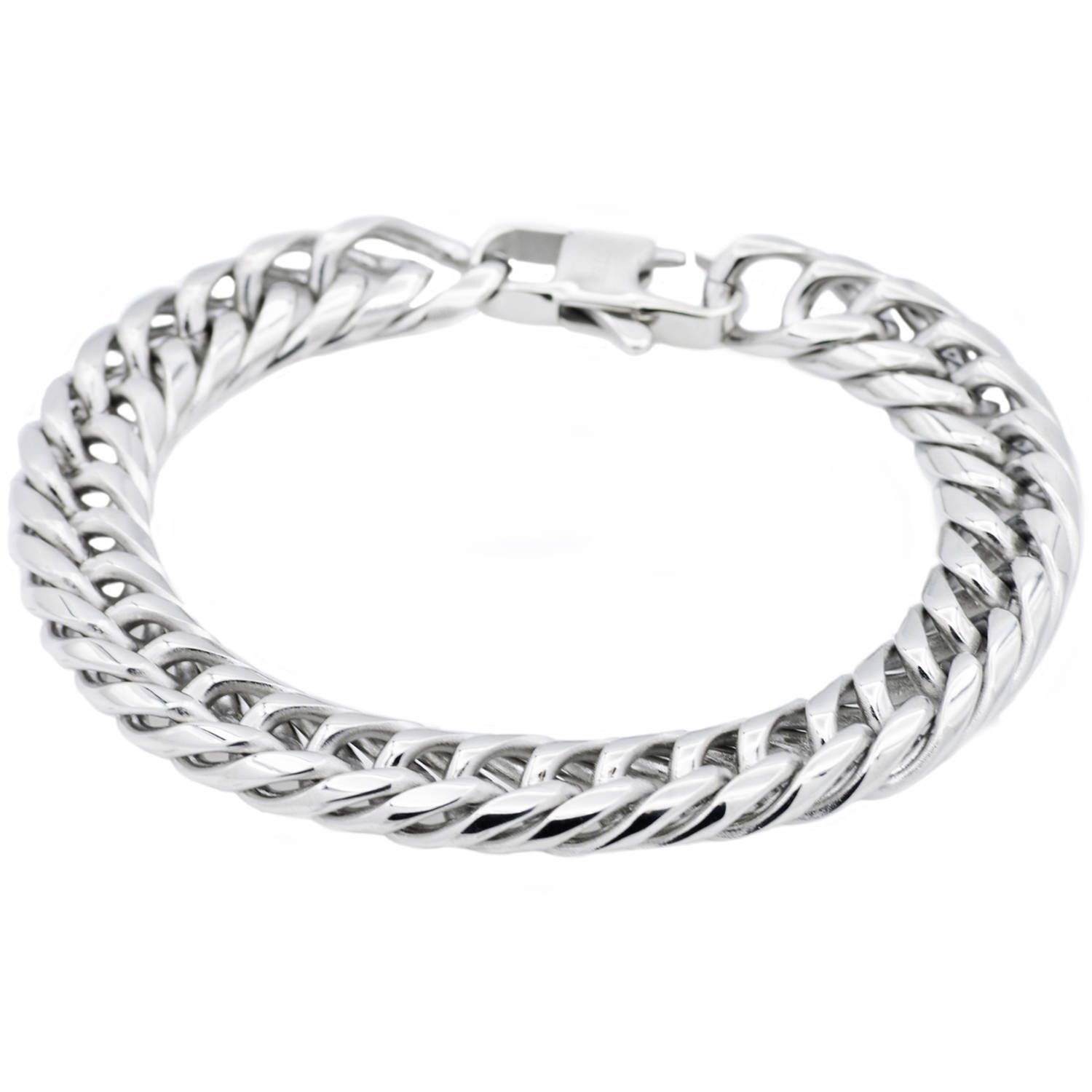 Polished Stainless Steel Curb Link Bracelet, 8.50"