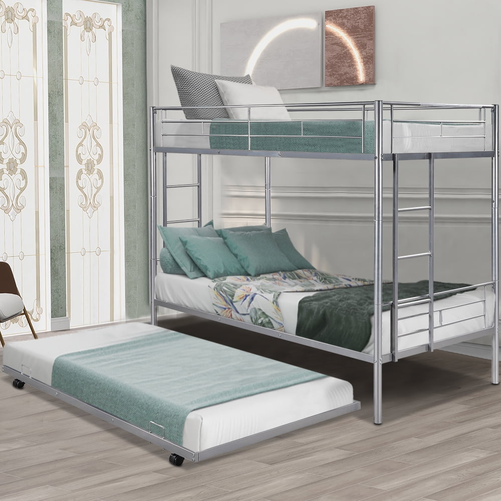 ENYOPRO Bunk Bed with Roll Out Trundle Bed Frame, Metal Bunk Bed Can Be