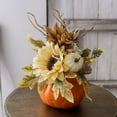 thumbnail image 2 of Halloween Pumpkin Ornament, Fall Home Decoration, Large Foam Pumpkin With Maple Leaf And Sunflower, Festive Desktop Decoration For Autumn Seasonal Decor, 2 of 4