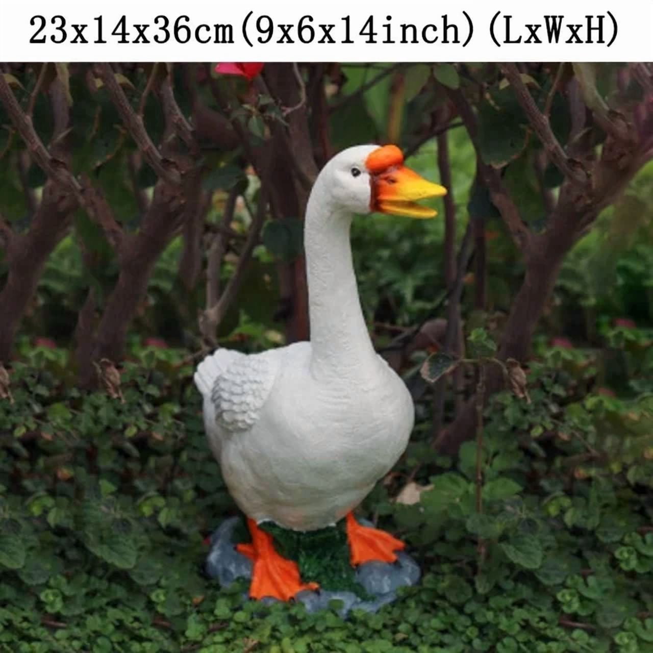 Resin Garden Patio Goose Statues Decor Outdoor Realistically Animal Sculptures Lawn Backyard Home Decor Ornaments Yard Art Figurines B 23x14x36cm(9x6x14inch)