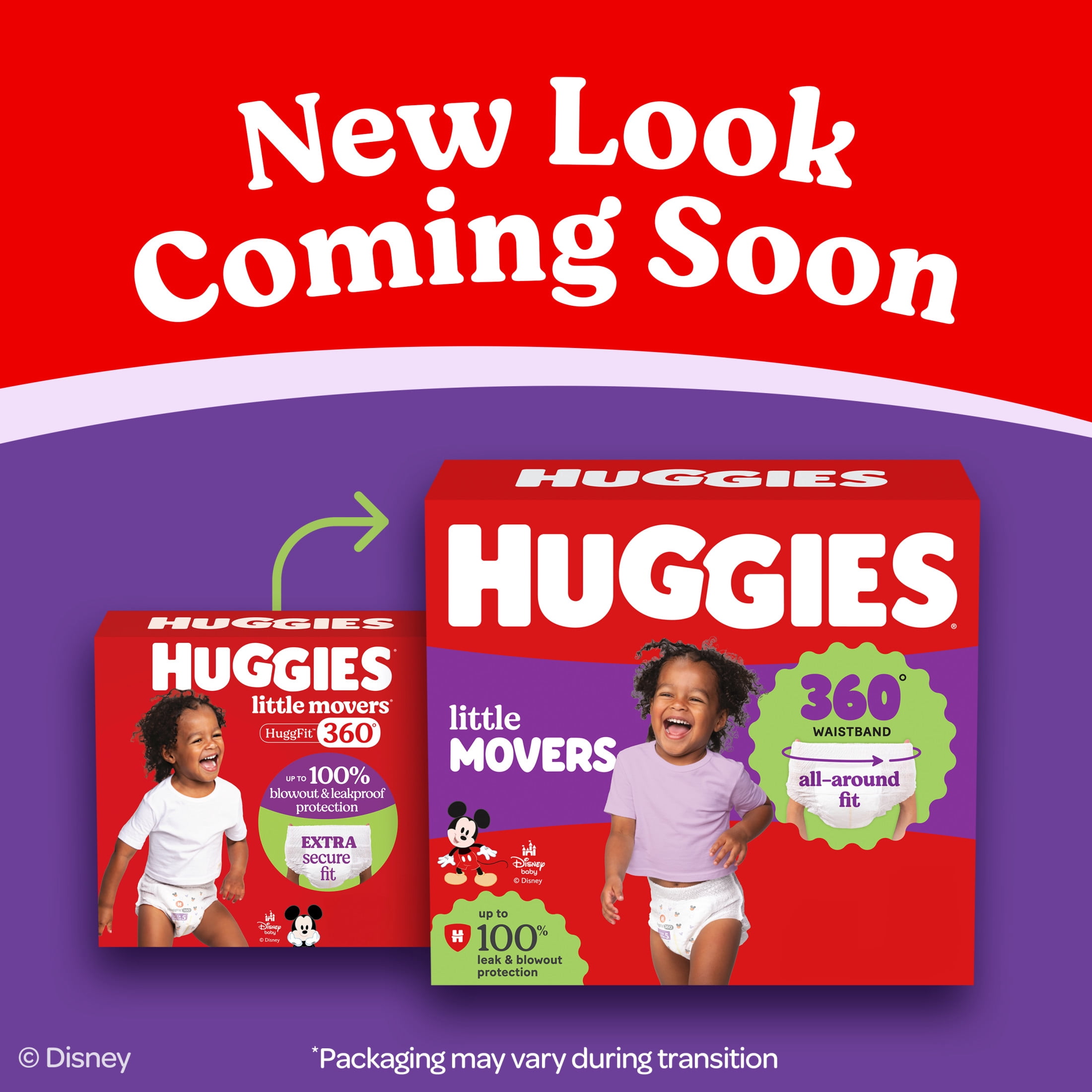 Huggies Little Movers HuggFit 360°, Pull On Diapers with 360° Waistband Size 3, 26 Count