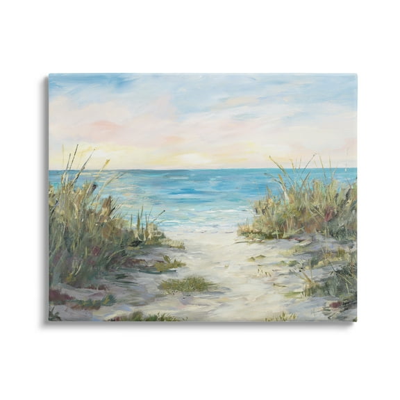 Stupell Industries Sea Grass Ocean Path Nature Painting Gallery Wrapped Canvas Print Wall Art, 20 x 16
