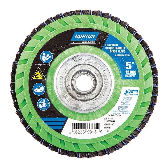 Norton Abrasives Fiber Disc,5 in Dia,5/8in Arbor,P80 Grit 66623399131