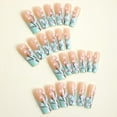 Green French Tip Press on Nails Extra Long Ballerina Coffin Nails 3D