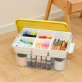 thumbnail image 2 of 32 Qt Storage Bins with Building Baseplate Lid and Removable 6 Grids Tray Plastic Clear Storage Container for Building Brick Toy Bead Tool Sewing Craft 1 Packs Yellow Lid, 2 of 6