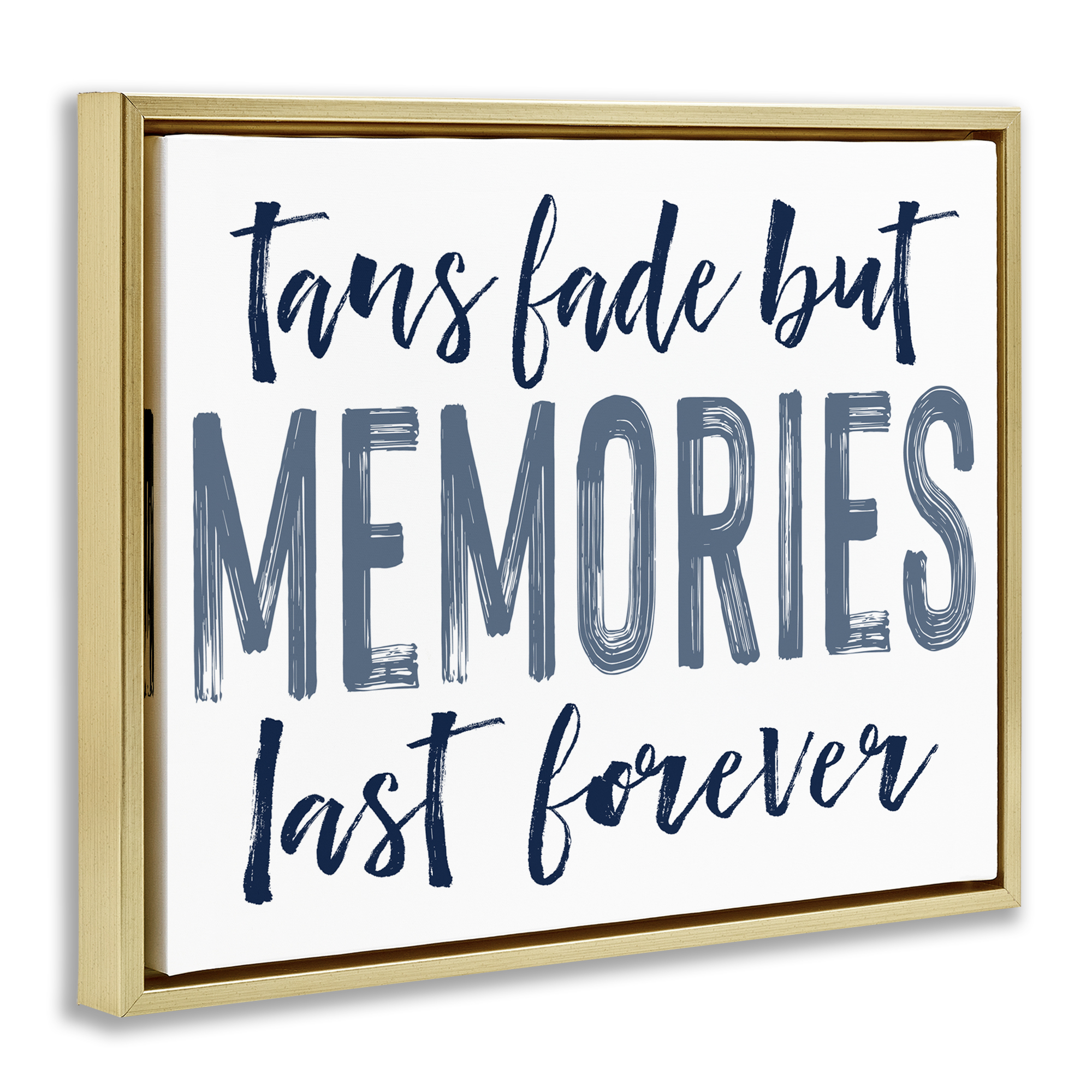 Summer Memories Last Forever Gold Framed Floater Canvas Wall Art, design by Lettered and Lined