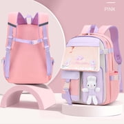Lvelia School Backpacks for Girls, Large Capacity Fashion School Bag for Kids Teens,Cute Lightweight Waterproof Student Bookbags Gifts,Pink