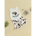 thumbnail image 3 of Bagilaanoe 2pcs Toddler Baby Girls Short Pants Set Sleeveless Letter Print Vest Tops + Shorts 6M 12M 18M 24M 3T Kids Casual Summer Outfits, 3 of 9