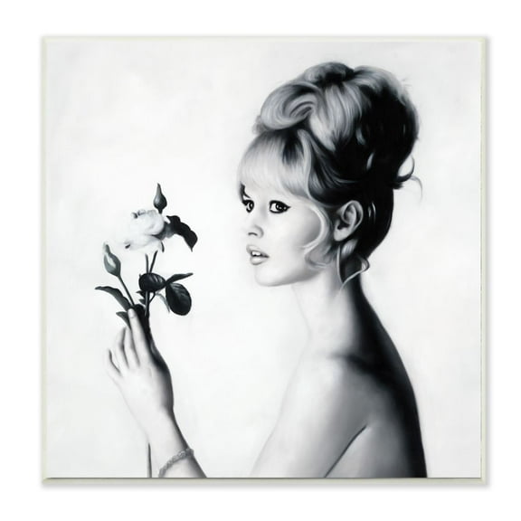 Stupell Industries Famous People Bardot Female Floral Side Portrait Photography Unframed Art Print Wall Art, 12x12, by Urban Road