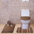 thumbnail image 2 of Brown Retro Wooden Bathroom Mat Set of 3 Piece Anti-Slip U Shaped Contour and Toilet Lid Cover Bathroom Floor Mat Accessories, 2 of 4