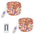 thumbnail image 5 of Cadena de luces navideñas con control remoto de alambre de cobre para decoración de interiores, cadena de luces LED de color con USB, 5 of 5
