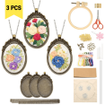 thumbnail image 1 of EIGTHTAIL 3-Pack Mini Embroidery Necklace Kit - DIY Cross Stitch Pendants with Hoops  Beads  Stamped Cloth & Instructions - Perfect Craft Kit for Adults, 1 of 7