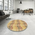 thumbnail image 4 of Ahgly Company Machine Washable Indoor Square Transitional Chrome Gold Yellow Area Rugs, 5' Square, 4 of 7