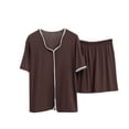 thumbnail image 2 of Hrsba Casual Loose Pajama Set for Women Short Sleeve Top with Pants Summer Soft Breathable Ladies Sleepwear Nightwear Pjs Set, 2 of 4