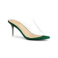 thumbnail image 1 of BLISSFUL STEP Women's Clear Strap Stiletto Heels Sandals Emerald Green 9, 1 of 7