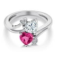 thumbnail image 3 of Gem Stone King 925 Sterling Silver White Moissanite Ring for Women (1.63 Cttw, Heart Shape 6MM, Gemstone Birthstone, Size 5), 3 of 6