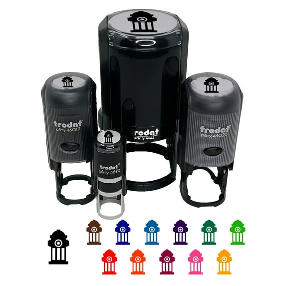 Fire Hydrant Icon Self-Inking Rubber Stamp Ink Stamper - Red Ink - Medium 1 Inch