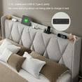 thumbnail image 4 of Feonase King Size Bed Frame with 4 Storage Drawers, Upholstered Platform Bed with Charging Station, Wingback Storage Headboard, Wooden Slats Support, No Box Spring Needed, Easy-Assembly, Light Grey, 4 of 8