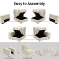 thumbnail image 3 of MAEVIS Modern Modular Chenille Sectional Sofa with Storage Space and Detachable Cover and Solid Wood Fame 3-Seat Modular Sectional Sofa & 2-Piece Armchair,Beige, 3 of 7