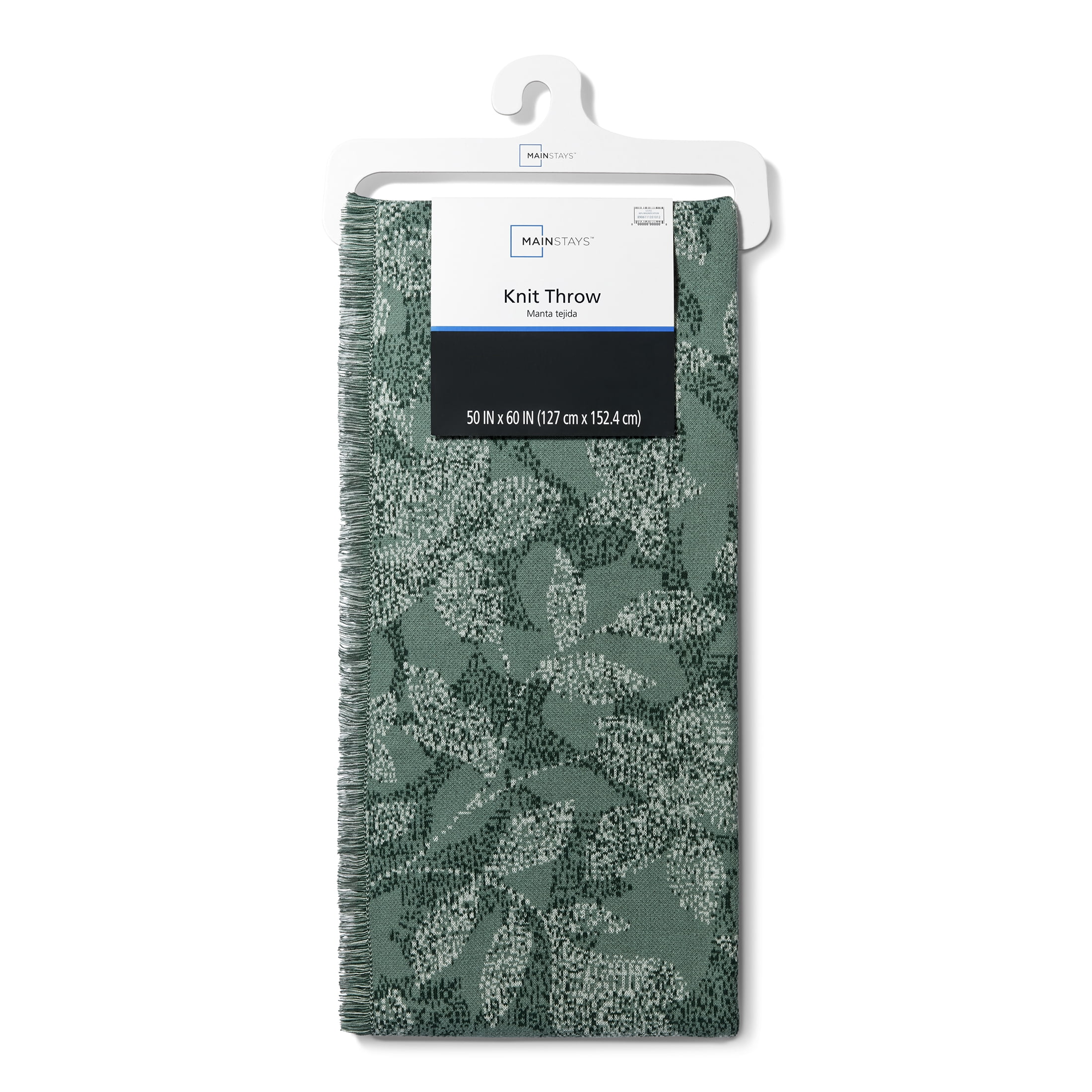 Mainstays Rustic Designs Green Brier Dot Botanical Cotton Blend Jacquard Knit Tapestry Throw, 50" x 60"