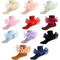 thumbnail image 5 of 1Pairs Toddler Girls Ruffle Socks Double Lace Frilly Princess Dress Sock Cotton Anti-slip Ankle Socks for Kids Years 1-10T, 5 of 5