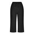 thumbnail image 5 of Timegard Capri Pants for Women Cotton Linen Elastic Waisted Drawstring Casual Loose Crop Pants with Pockets, 5 of 6
