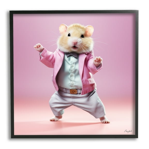 Stupell Industries Dancing Hamster Portrait Animals & Insects Painting Black Framed Art Print Wall Art, 12 x 12