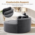 thumbnail image 6 of Muumblus 55" Indoor Round Chaise Lounge with Cup Holders, Oversized Boneless Accent Barrel Chair, Dark Gray Corduroy, 6 of 10