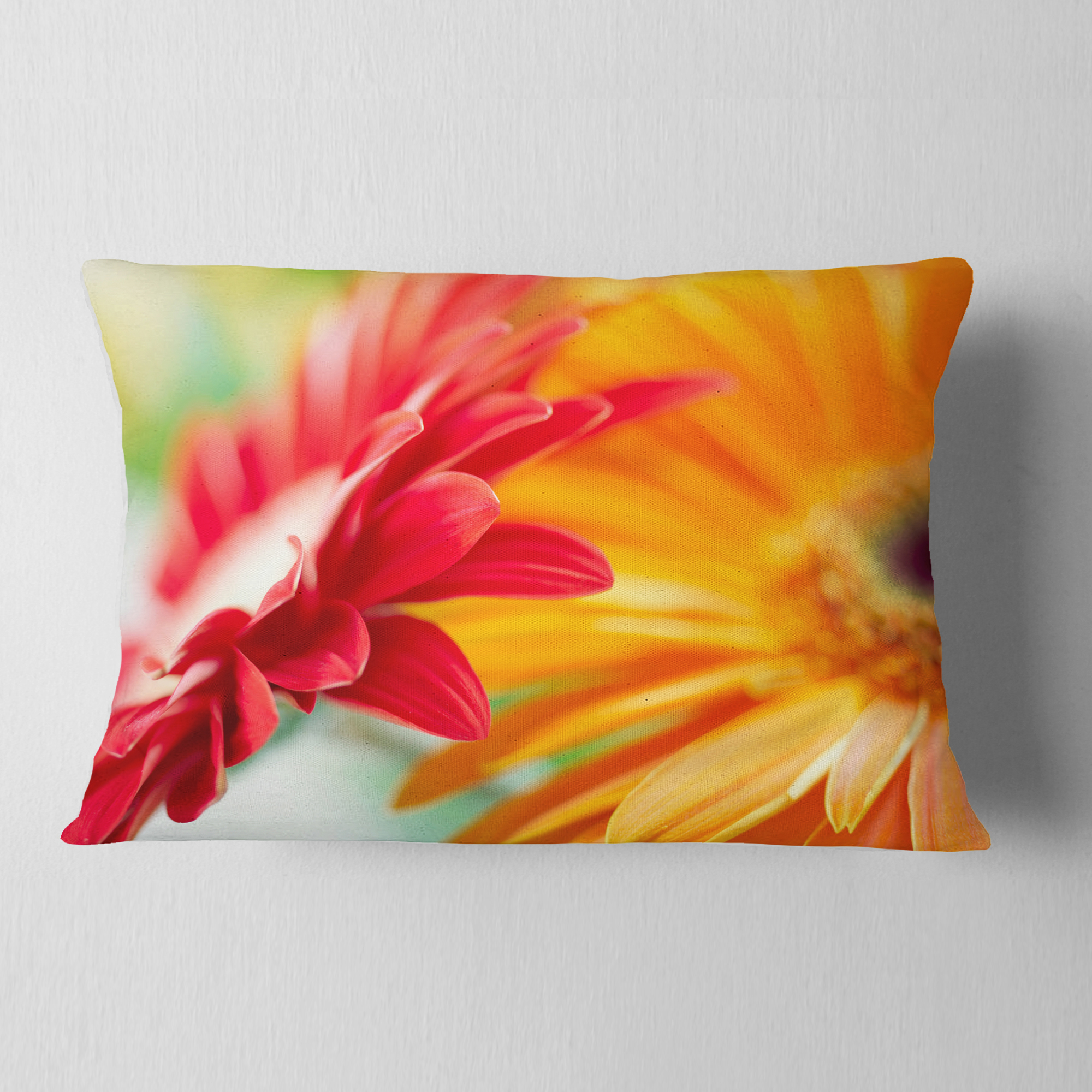 Designart Red and Yellow Daisy Flower - Floral Throw Pillow - 12x20
