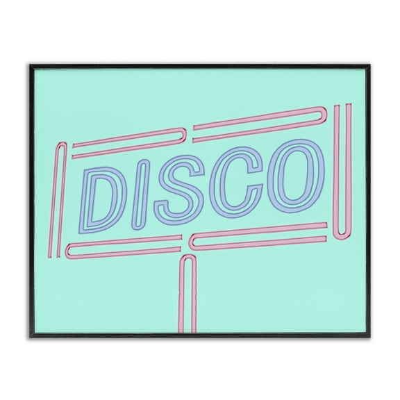 Stupell Industries Retro Disco Sign Typography Painting Black Framed Art Print Wall Art, 14 x 11