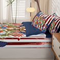 thumbnail image 5 of Manfei Watercolor Floral Zipper Twin Comforter Sets with Fitted Sheet and 2 Pillowcases,Classic Buck Head Flag Zipper Bedding Set,Red Navy,Navy Blue Reversible,4pcs, 5 of 8