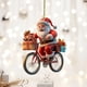 thumbnail image 5 of Decoraciones de Navidad Del Coche,Viejo Hombre de Navidad Ciclismo Acrílico Colgante Llavero para el Interior Del Coche,Decoración Colgante de Mochila de Vacaciones con Cordón,Accesorios para el Inter, 5 of 5
