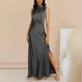 thumbnail image 2 of JINMGG 2024 Summer Plus size Clearance Dresses for Women under $10,Fashion Women Summer Solid Causal Round Neck Sleeveless High Split Maxi Dress, 2 of 7