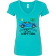 thumbnail image 3 of Inktastic Convertible Hair Don't Care with Brown Hair and Blue Car Women's V-Neck T-Shirt, 3 of 5